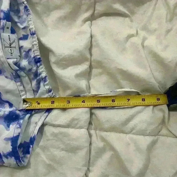 Calvin Klein Jeans White & Blue Floral Dress String Straps Size 8 Asymmetrical - Picture 12 of 13